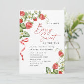 Trendy Waterverf Meadow Strawberry Baby shower Kaart (Staand voorkant)