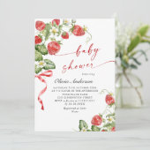 Trendy Waterverf Meadow Strawberry Baby shower Kaart (Staand voorkant)