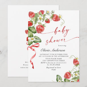 Trendy Waterverf Meadow Strawberry Baby shower Kaart