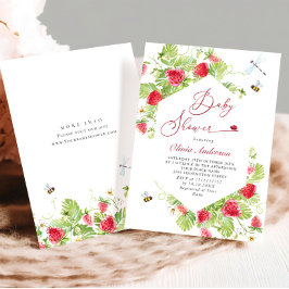 Trendy Waterverf Meadow Strawberry Baby shower Kaart