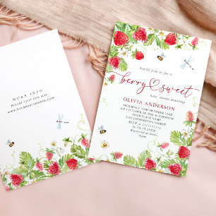Trendy Waterverf Meadow Strawberry Baby shower Kaart