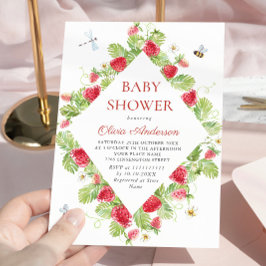 Trendy Waterverf Meadow Strawberry Baby shower Kaart