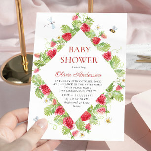 Trendy Waterverf Meadow Strawberry Baby shower Kaart