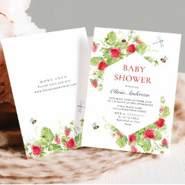 Trendy Waterverf Meadow Strawberry Baby shower Kaart