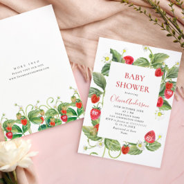 Trendy Waterverf Meadow Strawberry Baby shower Kaart