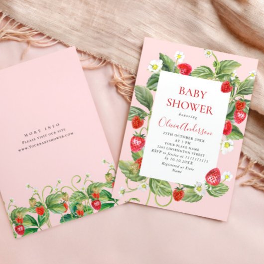 Trendy Waterverf Meadow Strawberry Baby shower Kaart