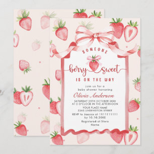 Trendy Waterverf Meadow Strawberry Baby shower Kaart