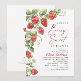 Trendy Waterverf Meadow Strawberry Baby shower Kaart