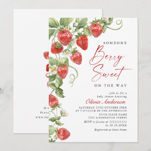 Trendy Waterverf Meadow Strawberry Baby shower Kaart