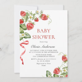 Trendy Waterverf Meadow Strawberry Baby shower Kaart