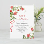 Trendy Waterverf Meadow Strawberry Baby shower Kaart (Staand voorkant)