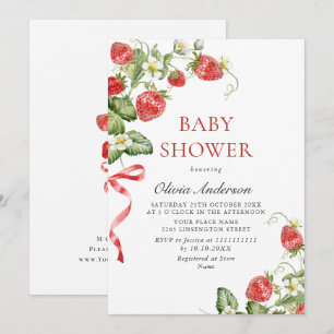 Trendy Waterverf Meadow Strawberry Baby shower Kaart