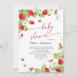Trendy Waterverf Meadow Strawberry Baby shower Kaart
