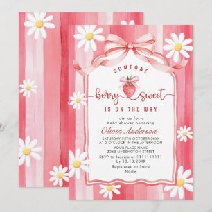 Trendy Waterverf Meadow Strawberry Baby shower Kaart