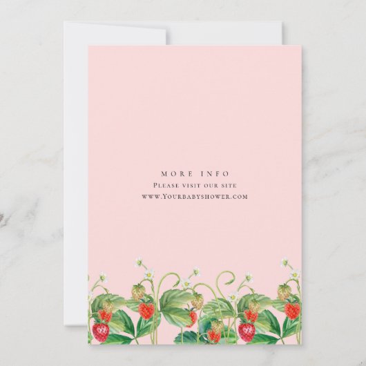 Trendy Waterverf Meadow Strawberry Baby shower Kaart (Achterkant)