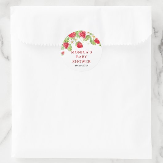Trendy Waterverf Meadow Strawberry Baby shower Ronde Sticker (Tas)