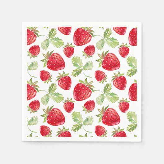 Trendy Waterverf Meadow Strawberry Baby shower Servet (Voorkant)