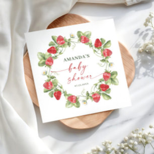 Trendy Waterverf Meadow Strawberry Baby shower Servet