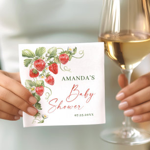Trendy Waterverf Meadow Strawberry Baby shower Servet