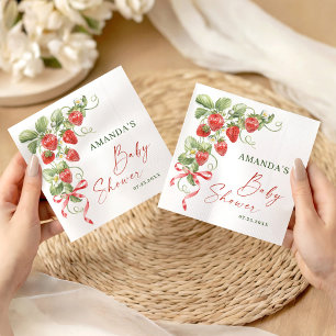Trendy Waterverf Meadow Strawberry Baby shower Servet