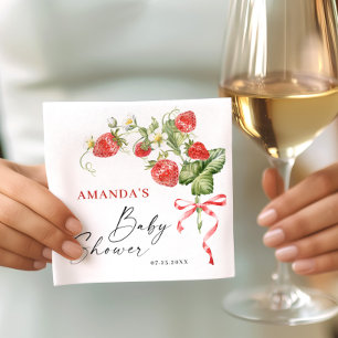 Trendy Waterverf Meadow Strawberry Baby shower Servet