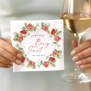 Trendy Waterverf Meadow Strawberry Baby shower Servet