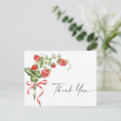 Trendy Waterverf Meadow Strawberry Bedankt Briefkaart (Staand voorkant)