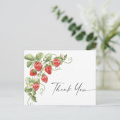 Trendy Waterverf Meadow Strawberry Bedankt Briefkaart (Staand voorkant)
