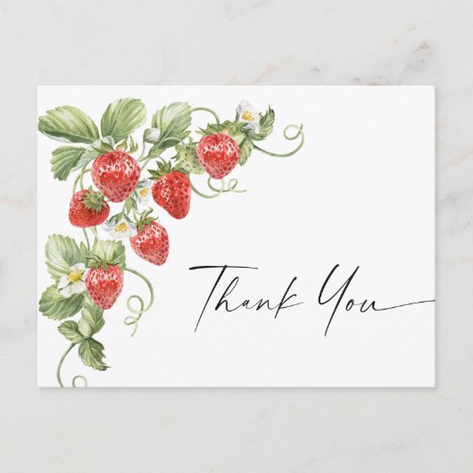 Trendy Waterverf Meadow Strawberry Bedankt Briefkaart (Voorkant)