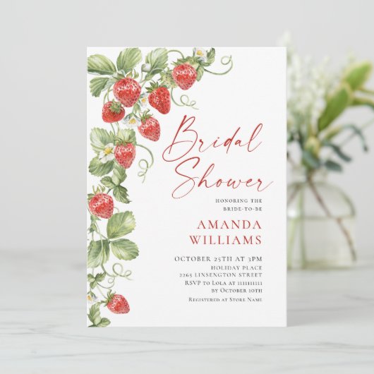 Trendy Waterverf Meadow Strawberry Vrijgezellenfee Kaart (Staand voorkant)