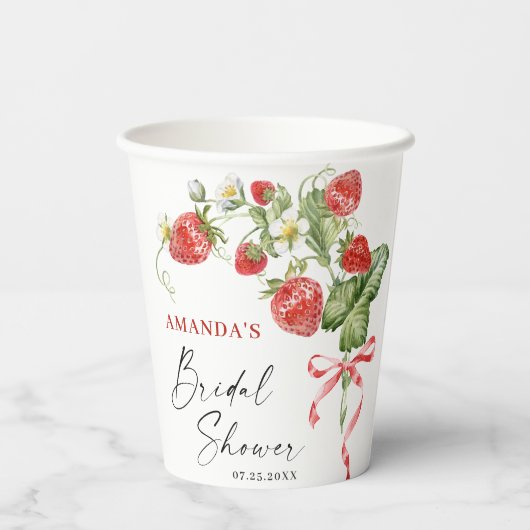 Trendy Waterverf Meadow Strawberry Vrijgezellenfee Papieren Bekers (Achterkant)