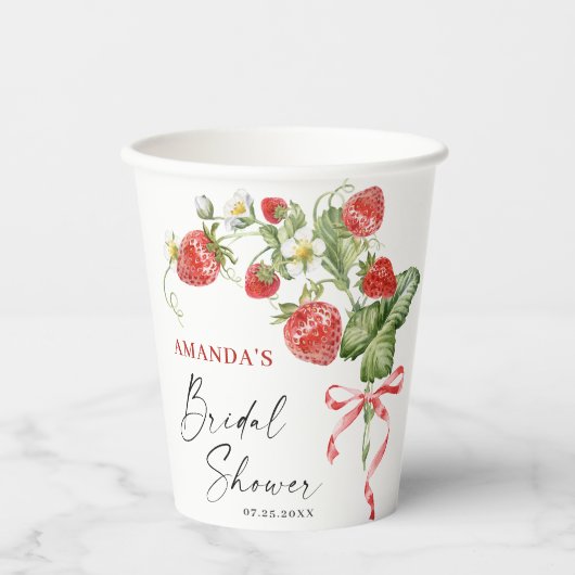 Trendy Waterverf Meadow Strawberry Vrijgezellenfee Papieren Bekers (Voorkant)