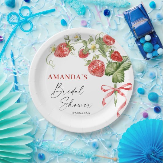 Trendy Waterverf Meadow Strawberry Vrijgezellenfee Papieren Bordje (Feest)