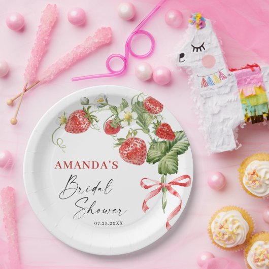 Trendy Waterverf Meadow Strawberry Vrijgezellenfee Papieren Bordje (Feest)