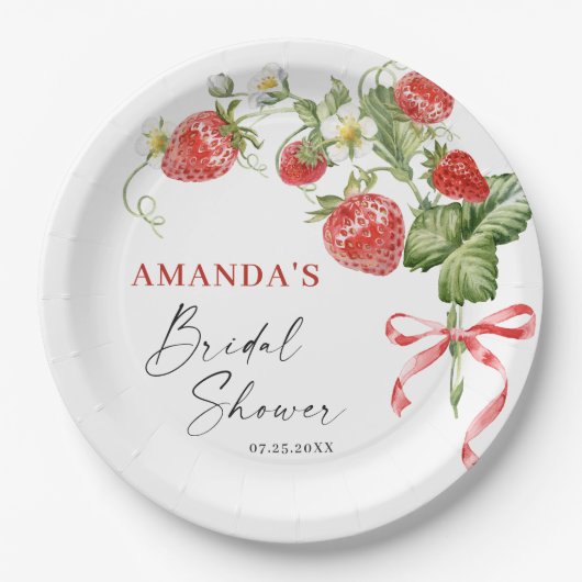 Trendy Waterverf Meadow Strawberry Vrijgezellenfee Papieren Bordje (Voorkant)