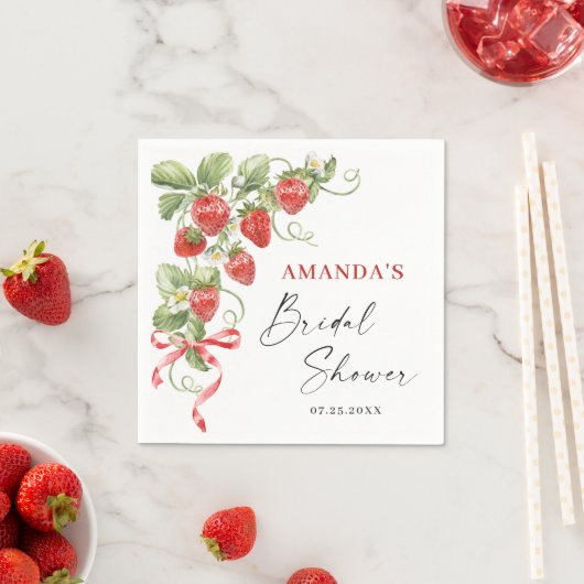 Trendy Waterverf Meadow Strawberry Vrijgezellenfee Servet (Insitu)