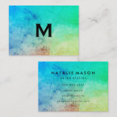 Trendy Waterverf met Monogram Visitekaartje (Voorkant / Achterkant)