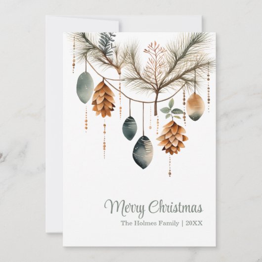 Trendy Waterverf Niet Foto Kerst Feestdagenkaart (Voorkant)