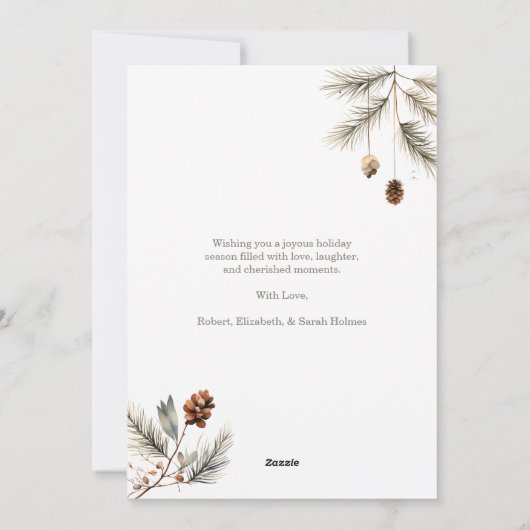 Trendy Waterverf Niet Foto Kerst Feestdagenkaart (Achterkant)