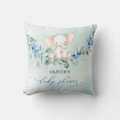 Trendy waterverf olifant blauw bloemeneucalyptus kussen (Voorkant)