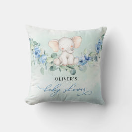 Trendy waterverf olifant blauw bloemeneucalyptus kussen