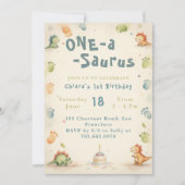 Trendy Waterverf One-a-Saurus Eerste 1e Verjaardag Kaart (Voorkant)