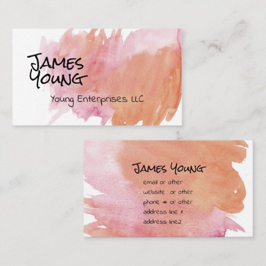 trendy waterverf ontwerp aangepast visitekaartje (Voorkant / Achterkant)