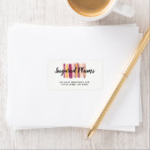 Trendy Waterverf Paint Strokes Plum Gold Address Etiket (Insitu)