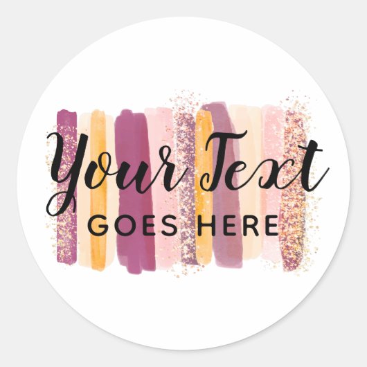 Trendy Waterverf Paint Strokes Plum Paars & Gold Ronde Sticker (Voorkant)