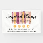 Trendy Waterverf Paint Strokes Plum Paars & Gold Spandoek (Horizontaal)