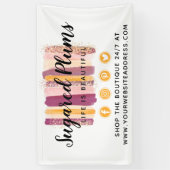 Trendy Waterverf Paint Strokes Plum Paars & Gold Spandoek (Verticaal)