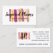 Trendy Waterverf Paint Strokes Plum Paars & Gold Visitekaartje (Voorkant / Achterkant)