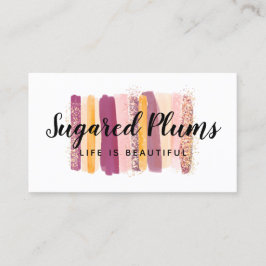 Trendy Waterverf Paint Strokes Plum Paars & Gold Visitekaartje