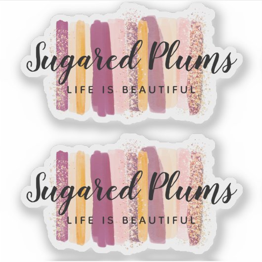 Trendy Waterverf Paint Strokes Plum Paarse Logo Sticker (Voorkant)